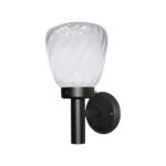 ARANDELA TASCHIBRA THOR 1XE27 C/VIDRO RT-RIGATO TRANSP NEGRO MATE
