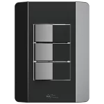ACOPLAMIENTO CONVENCIONAL 3 INTERRUPTORES SIMPLES 10A/250VAC CON PLACA RAPID NEGRA (85062) - LÍNEA RAPID NEGRA