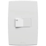 1 PULSADOR MINUTERIA 10A/250VAC ENCHUFE RÁPIDO CON PLACA HORIZONTAL MEC-PLUS (81123) - LÍNEA MEC-PLUS