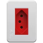 BASE DE EMPOTRAR 2P+T ROJA 20A/250VAC CON PLACA MOV-PLUS - UNIDAD (39796) - LÍNEA MOVLIGHT