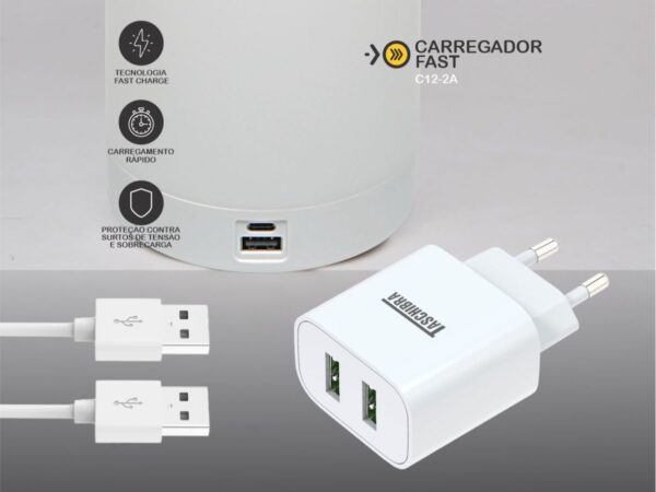 TASCHIBRA C12-2A 12W AUTOVOLT CARGADOR USB RÁPIDO PARA ELECTRÓNICA - Imagen 3