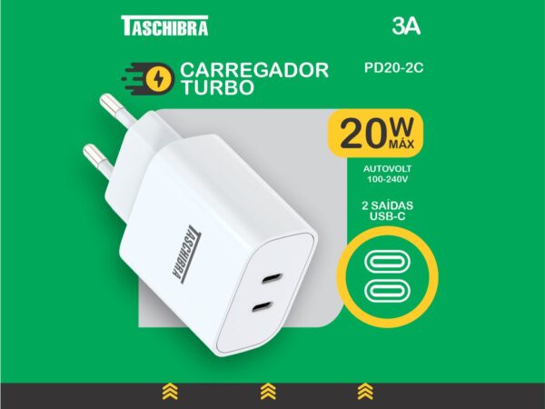 TASCHIBRA PD20-2C TURBO CARGADOR USB AUTOVOLT 20W - Imagen 2