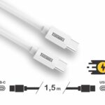CABLE TURBO TASCHIBRA C3CC-15B USB-C USB-C 1,5m 3A BRANCO