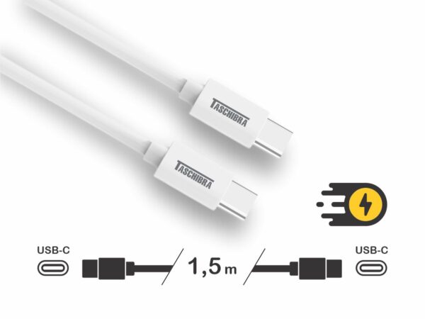 CABLE TURBO TASCHIBRA C3CC-15B USB-C USB-C 1,5m 3A BRANCO